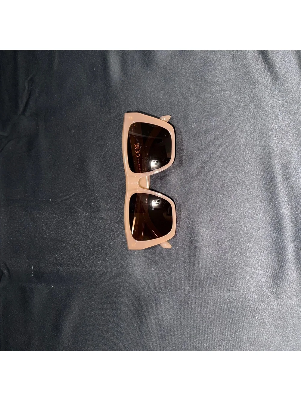 Beige Square Frame Sunglasses with Brown Lenses